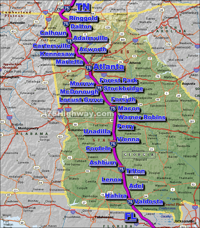 Interstate 75 Georgia Freeway Traffic Map